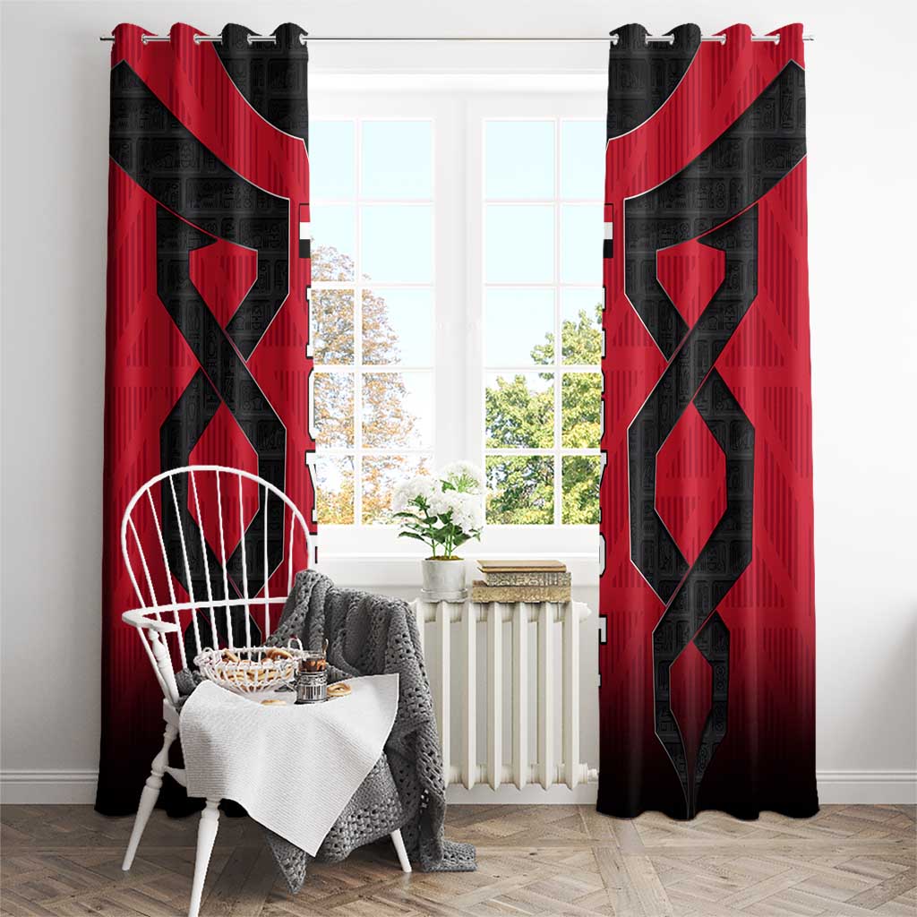 Egypt Flag Emblem Window Curtain with Red Black Bold Spirit