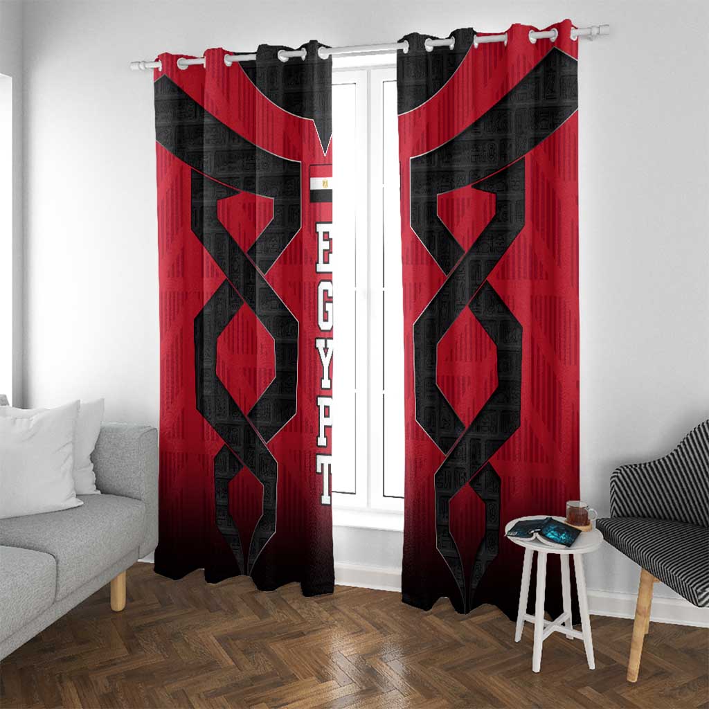 Egypt Flag Emblem Window Curtain with Red Black Bold Spirit