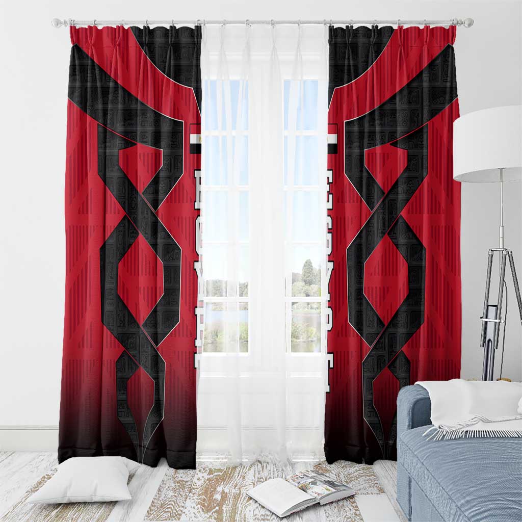 Egypt Flag Emblem Window Curtain with Red Black Bold Spirit