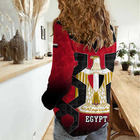 Egypt Flag Emblem Women Casual Shirt with Red Black Bold Spirit