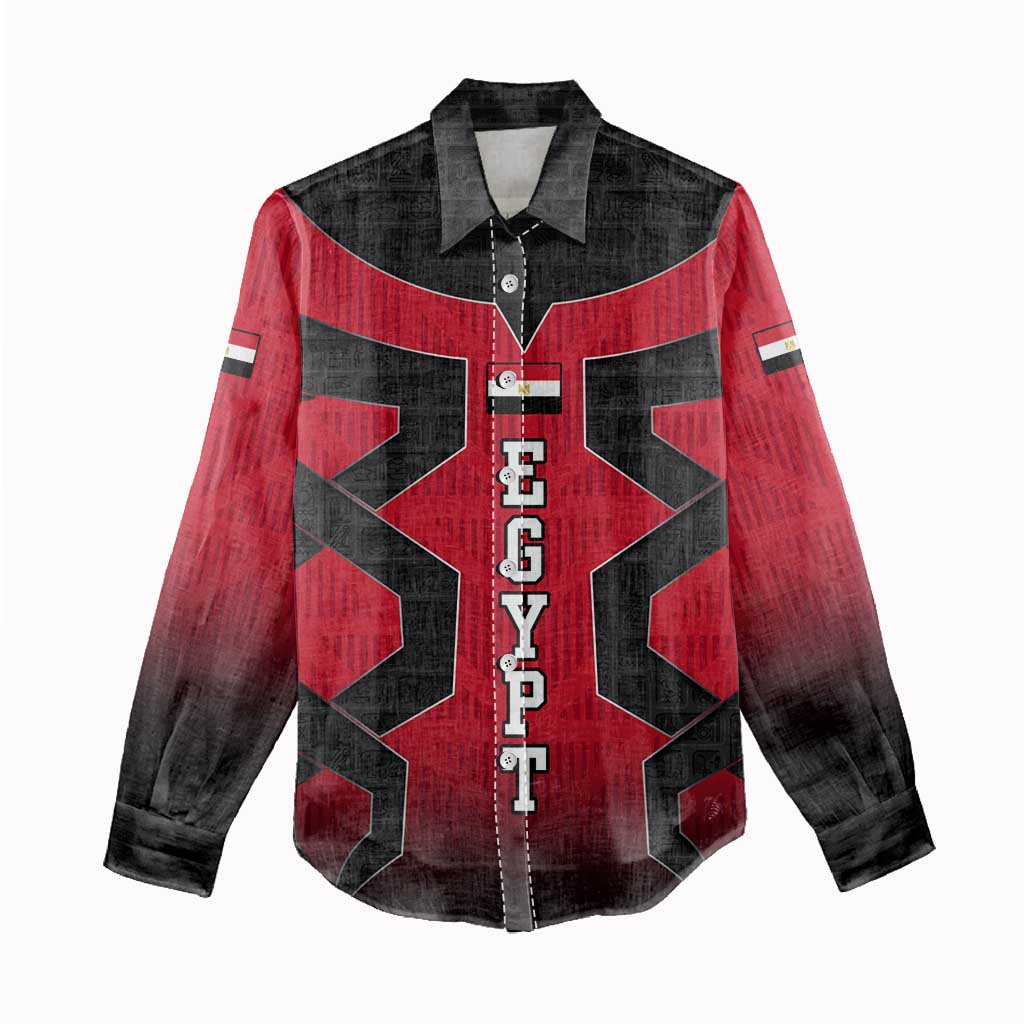 Egypt Flag Emblem Women Casual Shirt with Red Black Bold Spirit