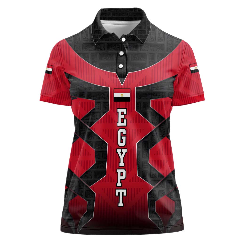 Egypt Flag Emblem Women Polo Shirt with Red Black Bold Spirit