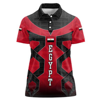 Egypt Flag Emblem Women Polo Shirt with Red Black Bold Spirit