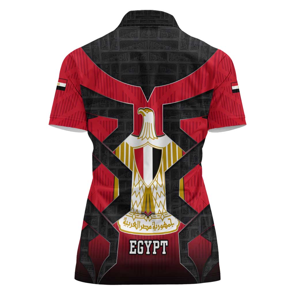 Egypt Flag Emblem Women Polo Shirt with Red Black Bold Spirit