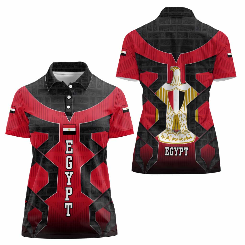 Egypt Flag Emblem Women Polo Shirt with Red Black Bold Spirit