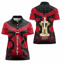 Egypt Flag Emblem Women Polo Shirt with Red Black Bold Spirit