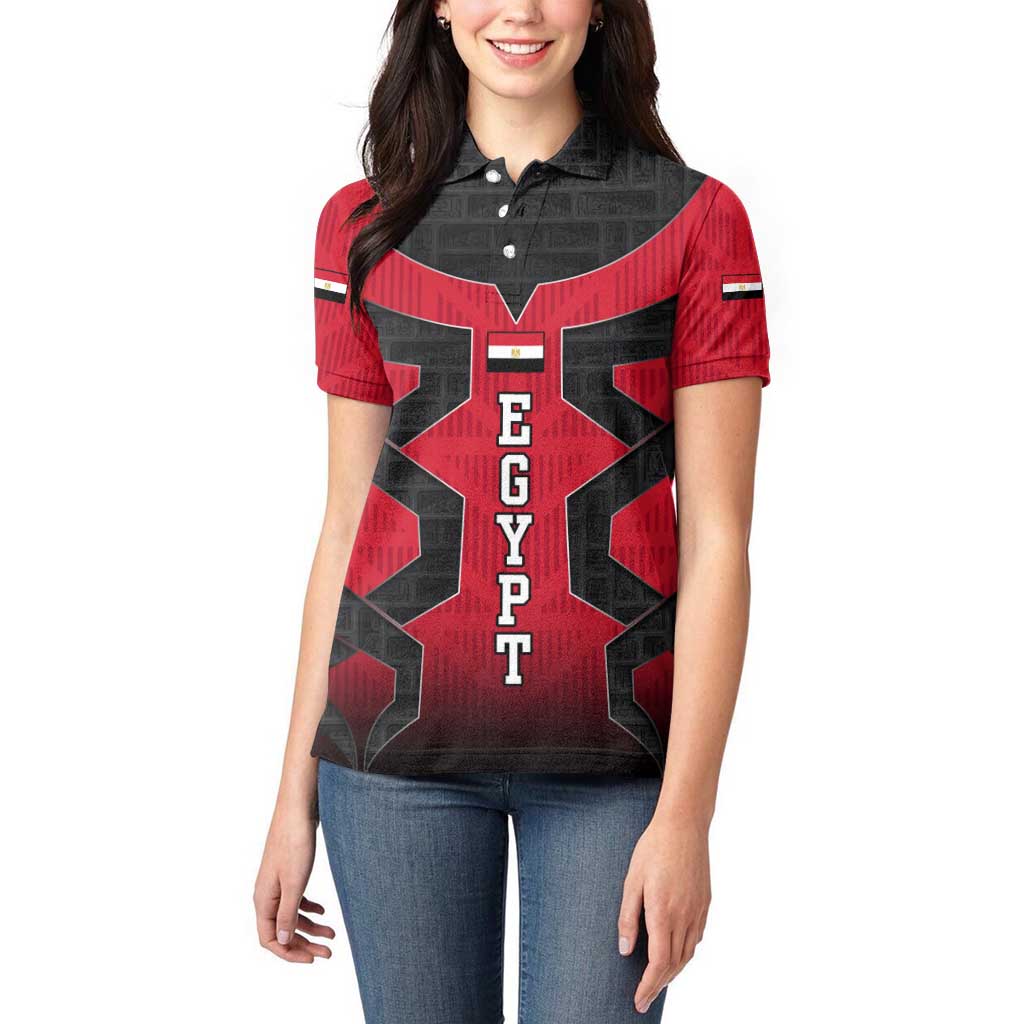Egypt Flag Emblem Women Polo Shirt with Red Black Bold Spirit
