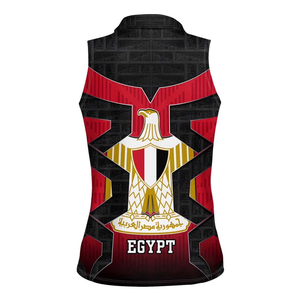 Egypt Flag Emblem Women Sleeveless Polo Shirt with Red Black Bold Spirit