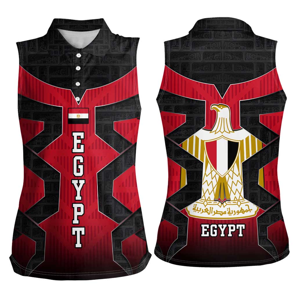 Egypt Flag Emblem Women Sleeveless Polo Shirt with Red Black Bold Spirit