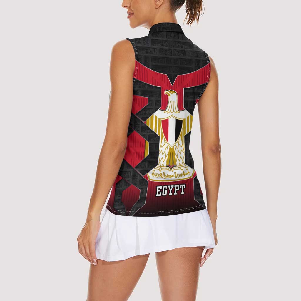 Egypt Flag Emblem Women Sleeveless Polo Shirt with Red Black Bold Spirit