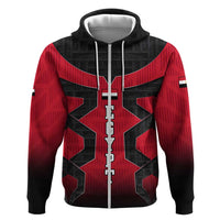 Egypt Flag Emblem Zip Hoodie with Red Black Bold Spirit