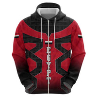 Egypt Flag Emblem Zip Hoodie with Red Black Bold Spirit