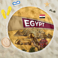Egyptian Pyramids and Anubis Beach Blanket with Camel Caravan Desert