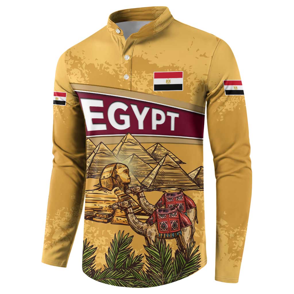 Egyptian Pyramids and Anubis Button Sweatshirt with Camel Caravan Desert