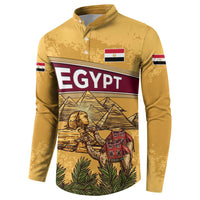 Egyptian Pyramids and Anubis Button Sweatshirt with Camel Caravan Desert