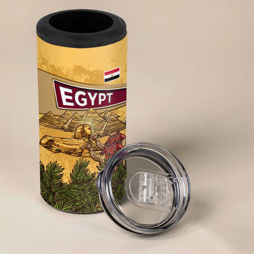 Egyptian Pyramids and Anubis 4 in 1 Can Cooler Tumbler with Camel Caravan Desert
