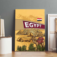 Egyptian Pyramids and Anubis Canvas Wall Art with Camel Caravan Desert