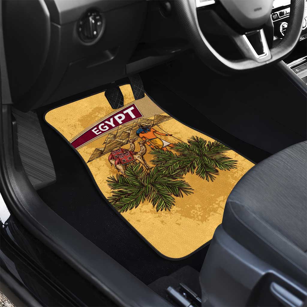 Egyptian Pyramids and Anubis Car Mats with Camel Caravan Desert