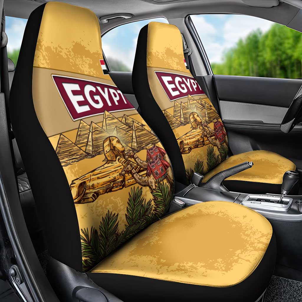 Egyptian Pyramids and Anubis Car Seat Cover with Camel Caravan Desert