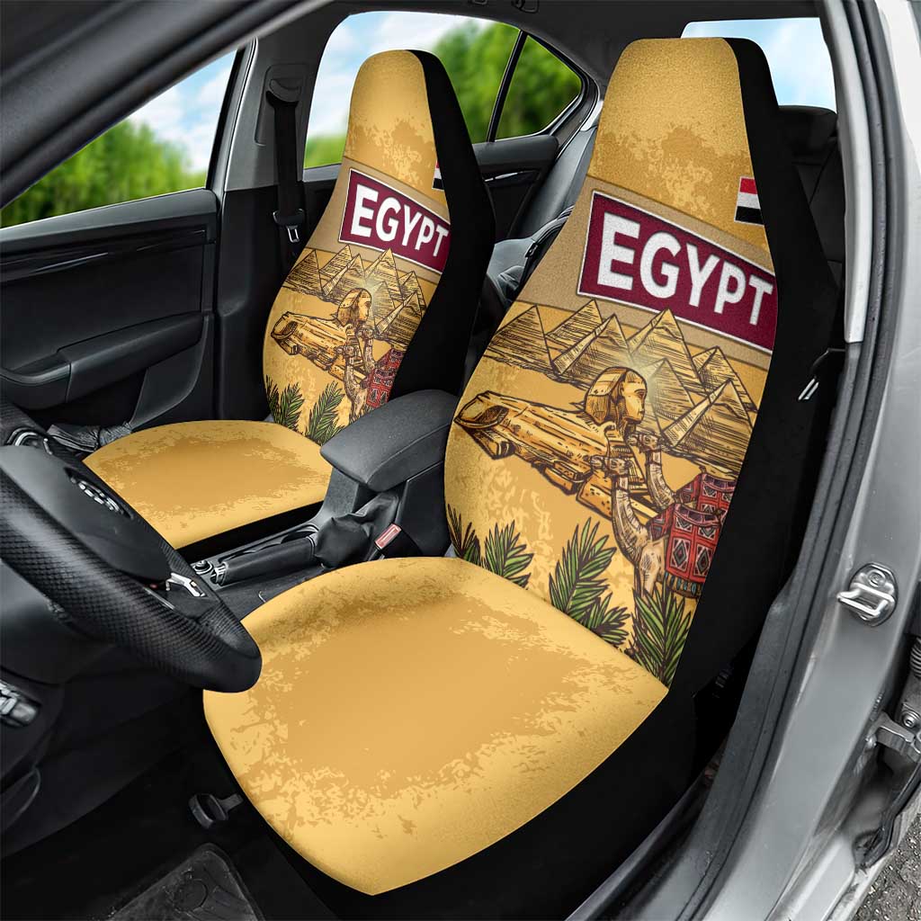 Egyptian Pyramids and Anubis Car Seat Cover with Camel Caravan Desert