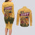 Egyptian Pyramids and Anubis Couples Matching Long Sleeve Bodycon Dress and Long Sleeve Button Shirt with Camel Caravan Desert