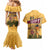 Egyptian Pyramids and Anubis Couples Matching Mermaid Dress and Hawaiian Shirt with Camel Caravan Desert