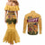 Egyptian Pyramids and Anubis Couples Matching Mermaid Dress and Long Sleeve Button Shirt with Camel Caravan Desert