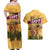 Egyptian Pyramids and Anubis Couples Matching Off Shoulder Maxi Dress and Hawaiian Shirt with Camel Caravan Desert