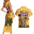Egyptian Pyramids and Anubis Couples Matching Short Sleeve Bodycon Dress and Hawaiian Shirt with Camel Caravan Desert