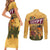 Egyptian Pyramids and Anubis Couples Matching Short Sleeve Bodycon Dress and Long Sleeve Button Shirt with Camel Caravan Desert