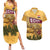 Egyptian Pyramids and Anubis Couples Matching Summer Maxi Dress and Hawaiian Shirt with Camel Caravan Desert