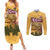 Egyptian Pyramids and Anubis Couples Matching Summer Maxi Dress and Long Sleeve Button Shirt with Camel Caravan Desert
