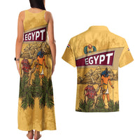 Egyptian Pyramids and Anubis Couples Matching Tank Maxi Dress and Hawaiian Shirt with Camel Caravan Desert