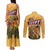 Egyptian Pyramids and Anubis Couples Matching Tank Maxi Dress and Long Sleeve Button Shirt with Camel Caravan Desert