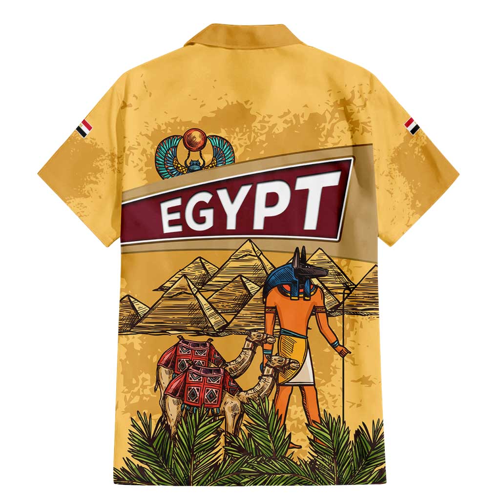 Egyptian Pyramids and Anubis Family Matching Mermaid Dress and Hawaiian Shirt with Camel Caravan Desert