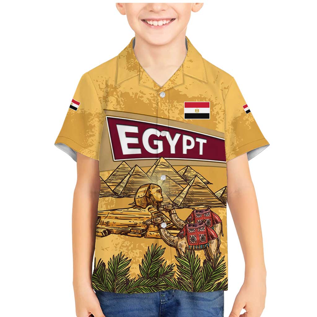 Egyptian Pyramids and Anubis Family Matching Mermaid Dress and Hawaiian Shirt with Camel Caravan Desert