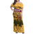 Egyptian Pyramids and Anubis Family Matching Off Shoulder Maxi Dress and Hawaiian Shirt with Camel Caravan Desert
