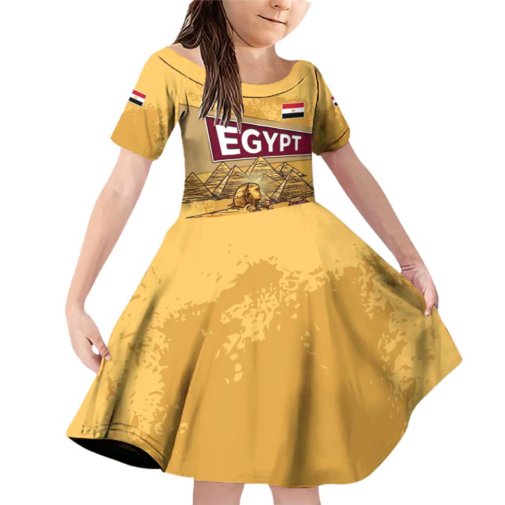 Egyptian Pyramids and Anubis Family Matching Off Shoulder Short Dress and Hawaiian Shirt with Camel Caravan Desert