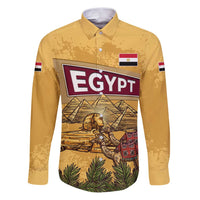 Egyptian Pyramids and Anubis Family Matching Puletasi and Hawaiian Shirt with Camel Caravan Desert