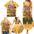 Egyptian Pyramids and Anubis Family Matching Summer Maxi Dress and Hawaiian Shirt with Camel Caravan Desert