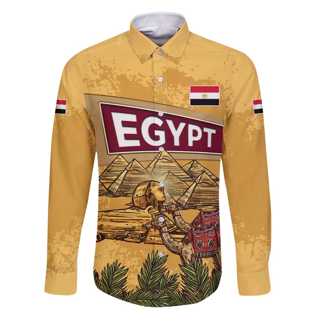 Egyptian Pyramids and Anubis Family Matching Summer Maxi Dress and Hawaiian Shirt with Camel Caravan Desert