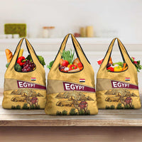 Egyptian Pyramids and Anubis Grocery Bag with Camel Caravan Desert