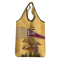 Egyptian Pyramids and Anubis Grocery Bag with Camel Caravan Desert