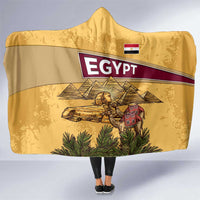 Egyptian Pyramids and Anubis Hooded Blanket with Camel Caravan Desert