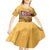 Egyptian Pyramids and Anubis Kid Short Sleeve Dress with Camel Caravan Desert