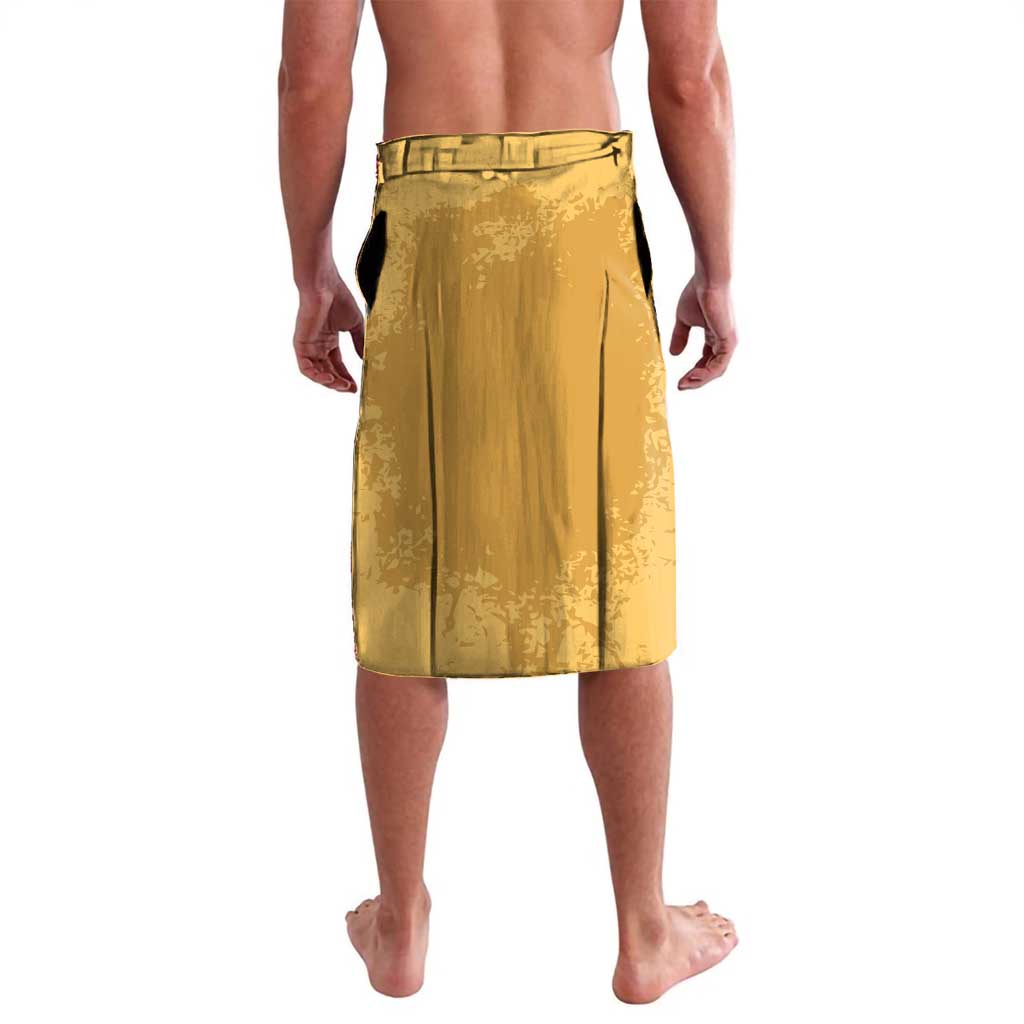 Egyptian Pyramids and Anubis Lavalava with Camel Caravan Desert