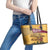 Egyptian Pyramids and Anubis Leather Tote Bag with Camel Caravan Desert