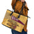 Egyptian Pyramids and Anubis Leather Tote Bag with Camel Caravan Desert