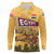 Egyptian Pyramids and Anubis Long Sleeve Polo Shirt with Camel Caravan Desert
