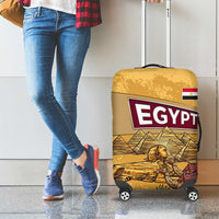 Egyptian Pyramids and Anubis Luggage Cover with Camel Caravan Desert
